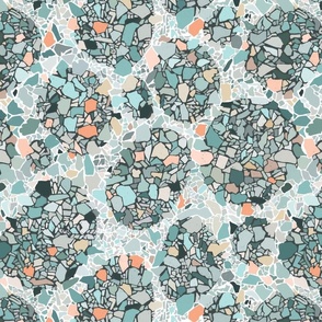 Terrazzo Spots // Large Scale // Turquoise & Peach // 16"