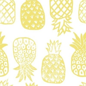 Pineapples Block Print Buttercup Pale Yellow by Angel Gerardo - Large Scale