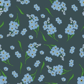 Forget-me-not on green background 