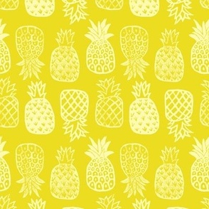Pineapples Block Print Lemon Yellow by Angel Gerardo