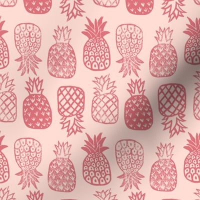 Pineapples Block Print Watermelon Pink by Angel Gerardo