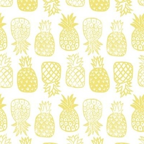 Pineapples Block Print Buttercup Pale Yellow by Angel Gerardo
