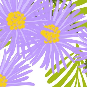 Modern Purple Aster Flowers Repeat Pattern