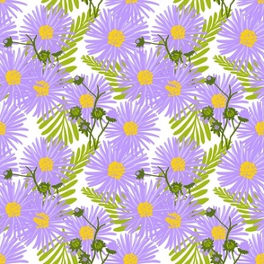 Summer Flower Garden Purple Aster Flowers Repeat Pattern