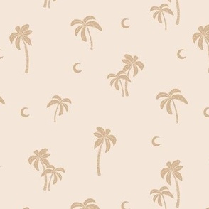 Sahara desert and boho tropical island vibes summer palm trees moroccan garden camel on beige blush sand