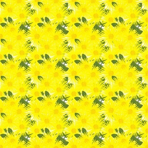 Mid-Century Modern Bright Yellow Dandelion Flowers
