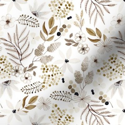 Neutral Colors Watercolor Floral Pattern 