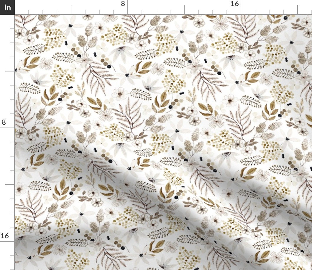 Neutral Colors Watercolor Floral Pattern 