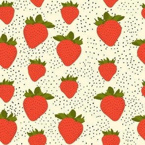 Strawberries And Cream Fabric, Wallpaper and Home Decor | Spoonflower
