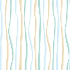 Watercolor Ocean Squiggly Stripes in Blue, Green and Tan