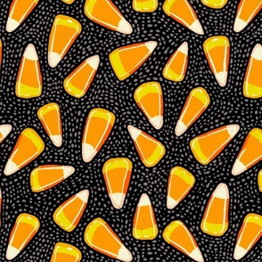 Candy Corn Ditsy // Large Scale // 15.64" // Black & Grey background