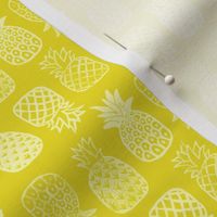 Pineapples Block Print Lemon Yellow by Angel Gerardo - Small Scale