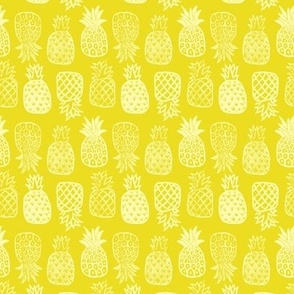 Pineapples Block Print Lemon Yellow by Angel Gerardo - Small Scale