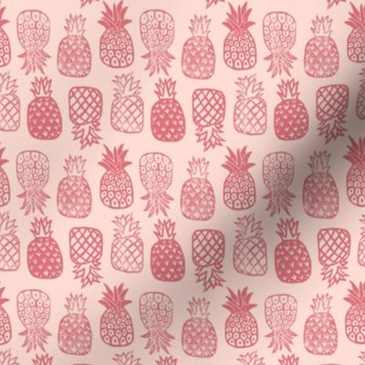 Pineapples Block Print Watermelon Pink by Angel Gerardo - Small Scale