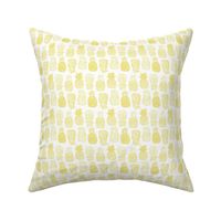 Pineapples Block Print Buttercup Pale Yellow by Angel Gerardo - Small Scale