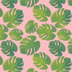 Hawaiian Summer - Monstera - Pink and Green