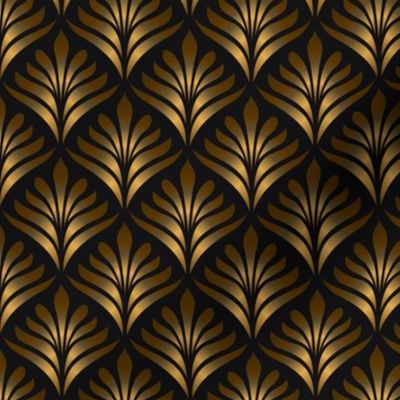 Art Deco Gold Leaves on Black