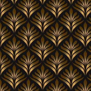 Art Deco Gold Leaves on Black