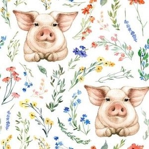 wild flowers pig