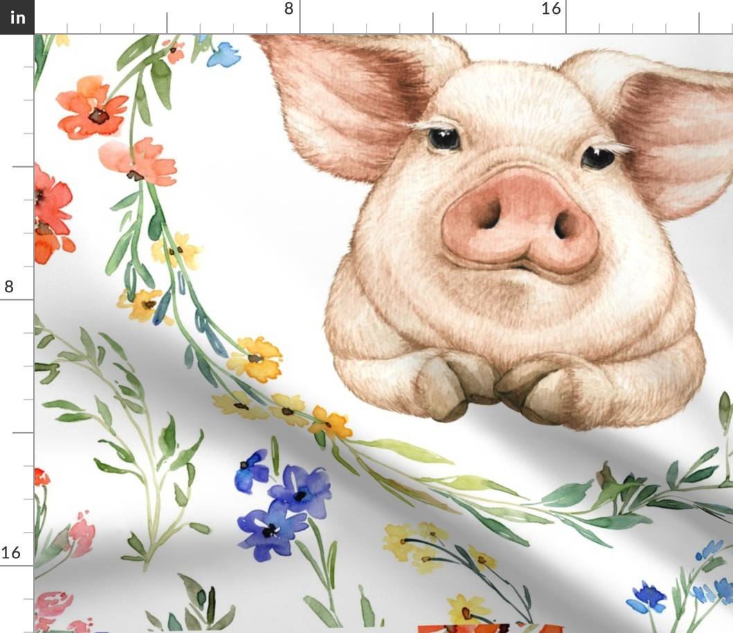 27x36 blanket wild flower pig
