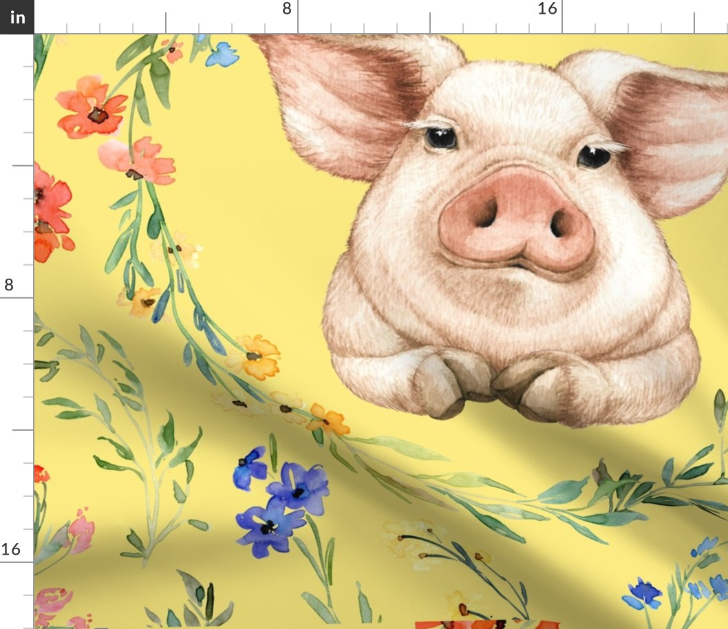 27x36 blanket wild flower pig yellow