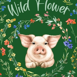 27x36 blanket wild flower pig green