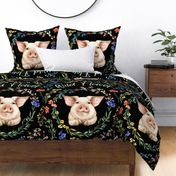 27x36 blanket wild flower pig black