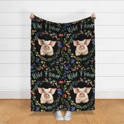 27x36 blanket wild flower pig black