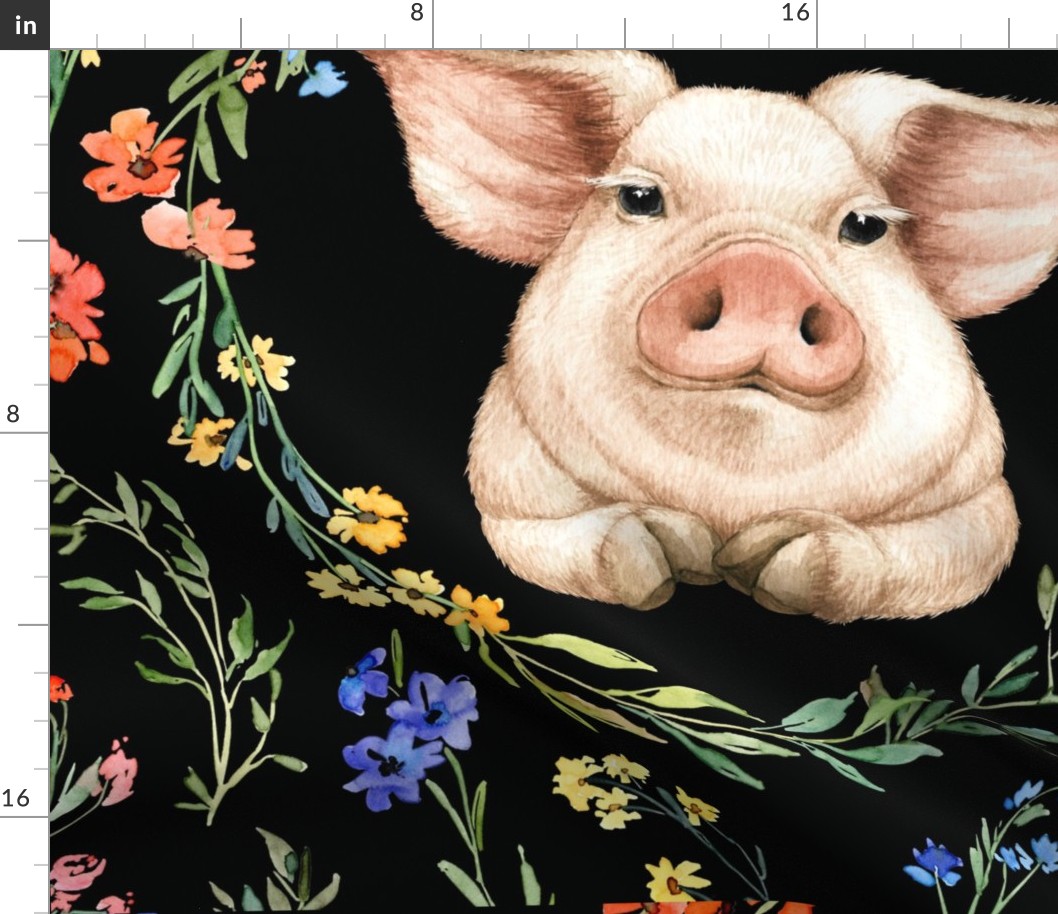 27x36 blanket wild flower pig black