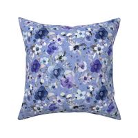 Winter Floral bouquet watercolor Violet Periwinkle Small Prueba