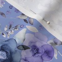 Winter Floral bouquet watercolor Violet Periwinkle Small Prueba