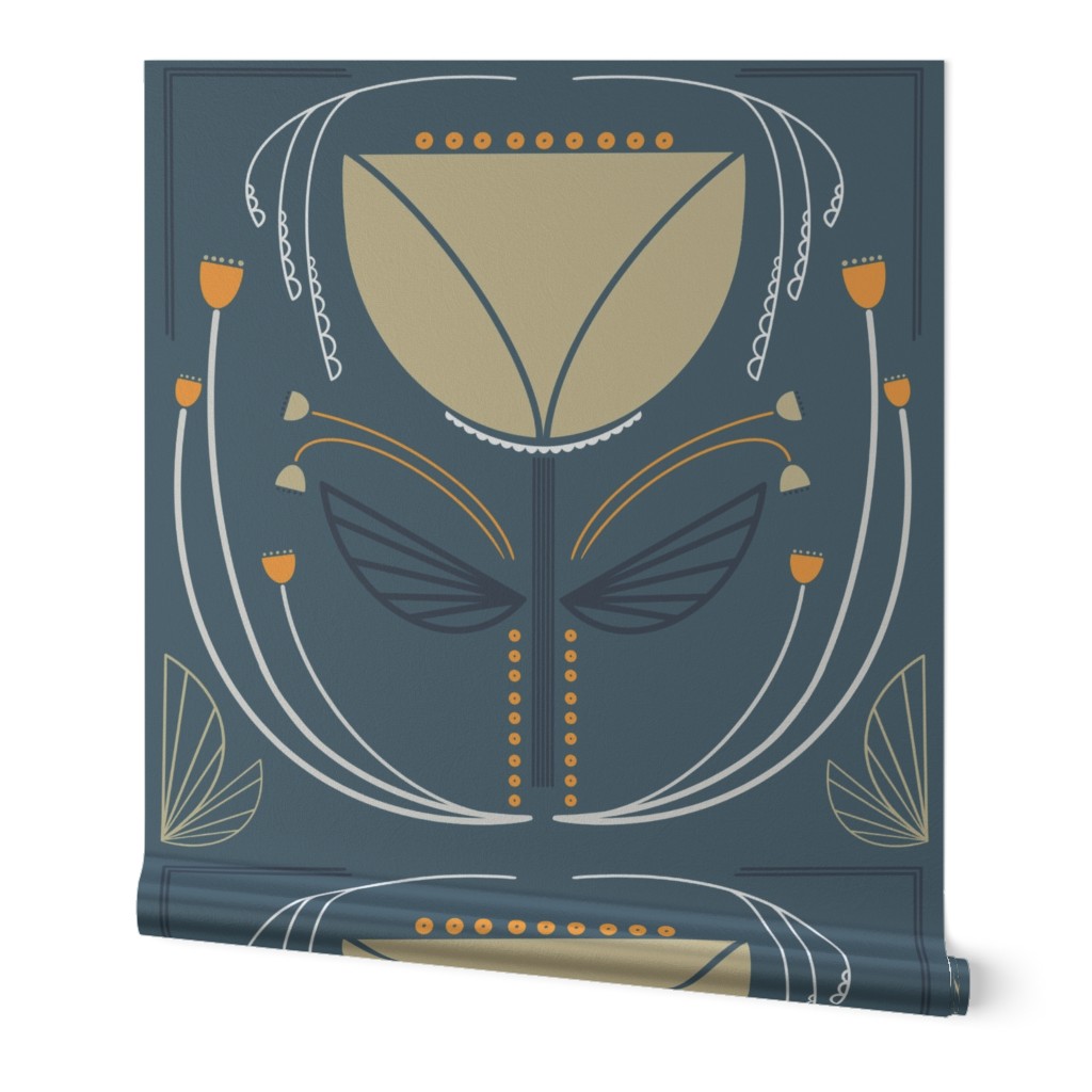 Modern Deco Tulip Dusty Blue - Large Scale