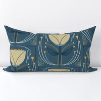 Modern Deco Tulip Dusty Blue - Large Scale