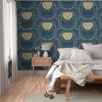 Modern Deco Tulip Dusty Blue - Large Scale