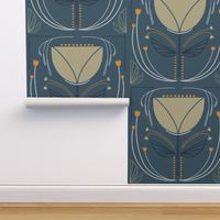 Modern Deco Tulip Dusty Blue - Large Scale