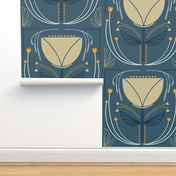 Modern Deco Tulip Dusty Blue - Large Scale