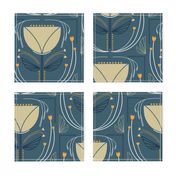 Modern Deco Tulip Dusty Blue - Large Scale