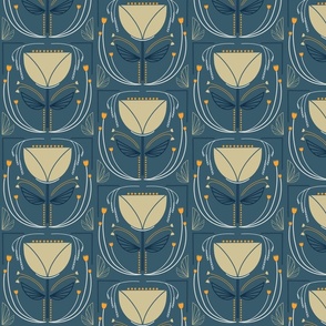 Modern Deco Tulip Dusty Blue - Medium Scale