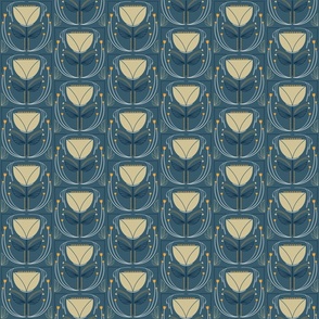 Modern Deco Tulip Dusty Blue - Small Scale