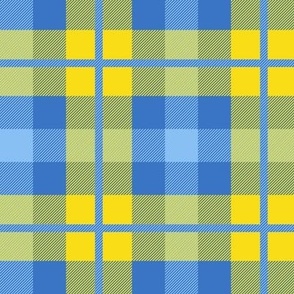 Plaid in ukraine colors blue and yellow Support Ukraine print Medium scale