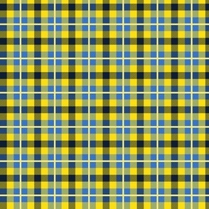 Plaid in ukraine colors blue and yellow and navy Support Ukraine print Double extra smallscale