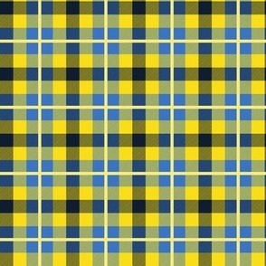 Plaid in ukraine colors blue and yellow and navy Support Ukraine print Extra small scale