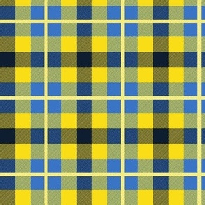 Plaid in ukraine colors blue and yellow and navy Support Ukraine print Small scale