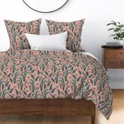 Tropical foliage blender on blush pink Large scale