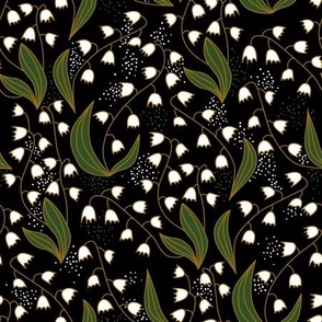 Lilly of the valley olive green REWORKED! on Black Medium scale