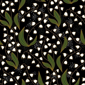 Lilly of the valley olive green REWORKED! on Black Large scale