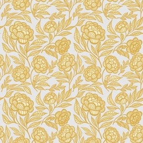 Granny´s Peonies gold on gray Small scale