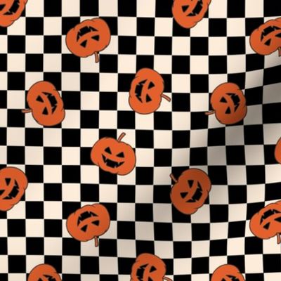 Boy Halloween Checkerboard  Pumpkins