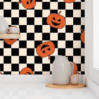 Boy Halloween Checkerboard  Pumpkins