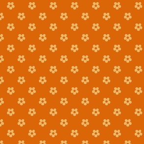 Small seventies flowers in light amber on orange - xs
